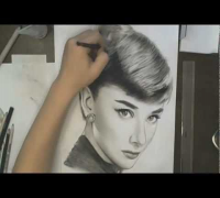 Audrey Hepburn charcoal drawing