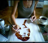 Coffee painting of Audrey Hepburn portrait.avi