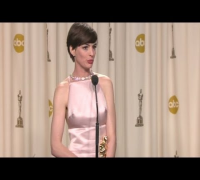 Raw Video: Anne Hathaway backstage at Oscars
